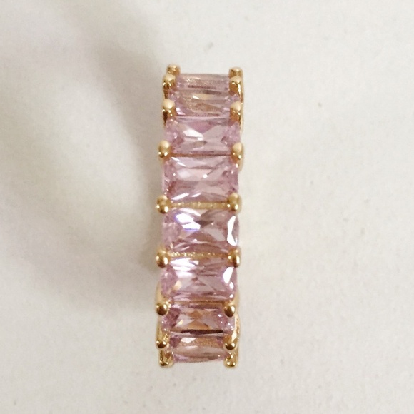 Cubic Zirconia Gold Ring Band Pink Gold 6 - Picture 5 of 5